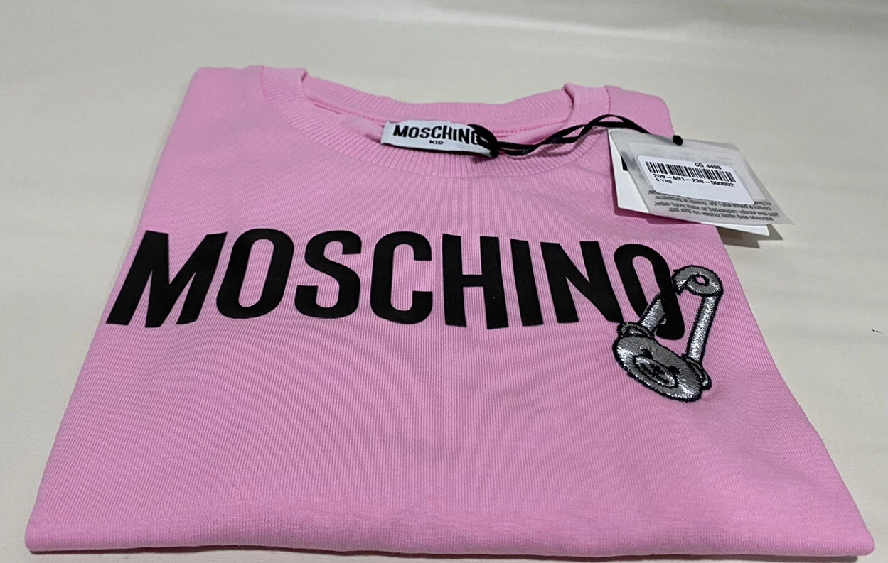 T shirt MOSCHINO KIDS bambina rosa cotone manica lunga taglia 6 anni nuova