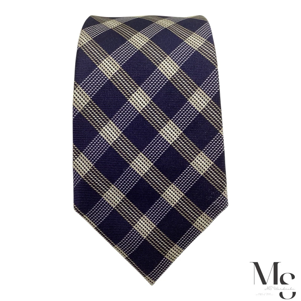 BLACK BROWN 1826Blue PLaids & Cheks Luxury Silk Tie W: 3.75" EX COND - Image 3 of 4