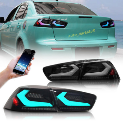 for Mitsubishi Lancer / Evolution RGB Style LED Tail Light Smoke Black 2008-2017