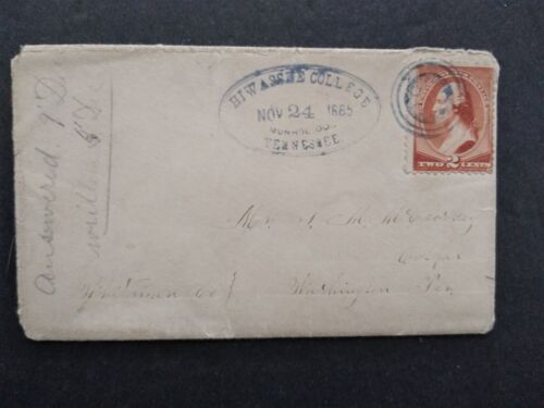 Tennessee: Hiwassee College 1885 Cover, Blue Oval Monroe County Cancel, DPO