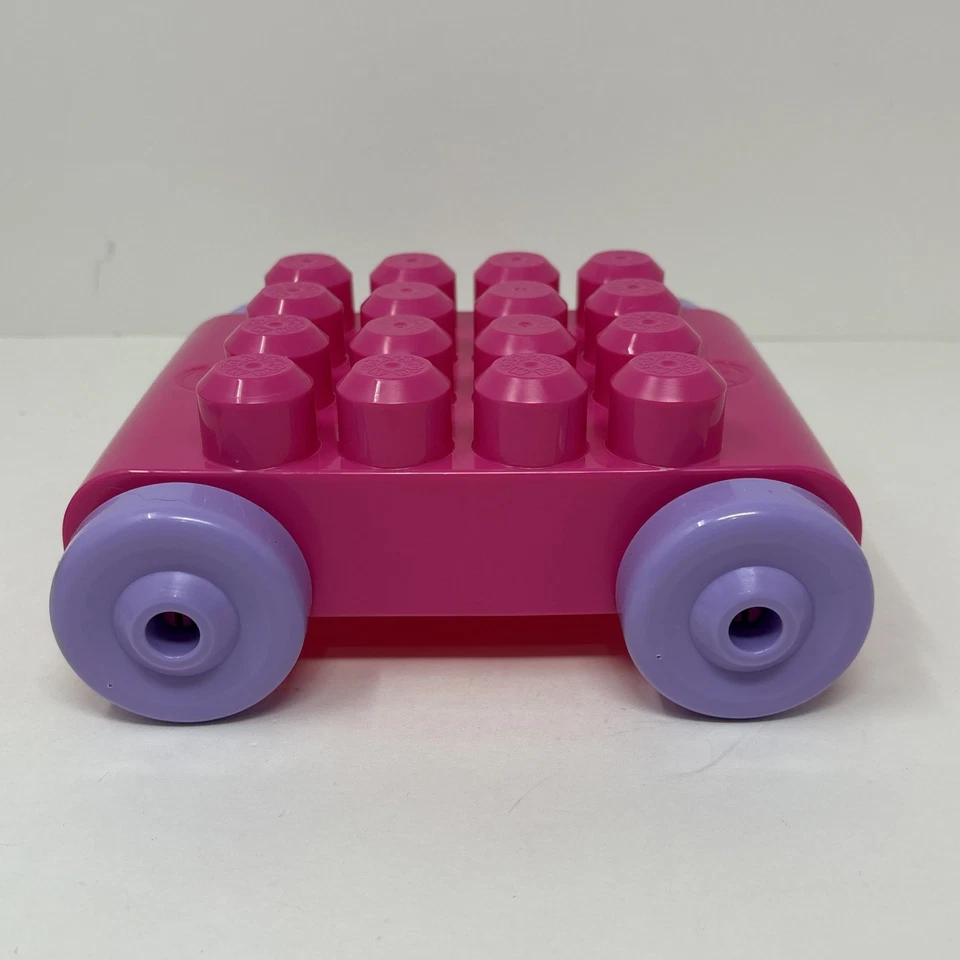 Mega Bloks First Builder Blocks 4X4 Giant Car Base Pink Purple Wheels STEM Toy - Image 2 of 4