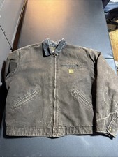 VTG 90s Carhartt Detroit Jacket Blanket Lined Mens J97 DKB Dark Brown Size XL