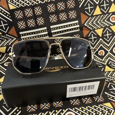 DESIGNINSPIRED  Tony Stark EDITH SQUARE FRAME AVIATOR SUNGLASSES Gold Gradient