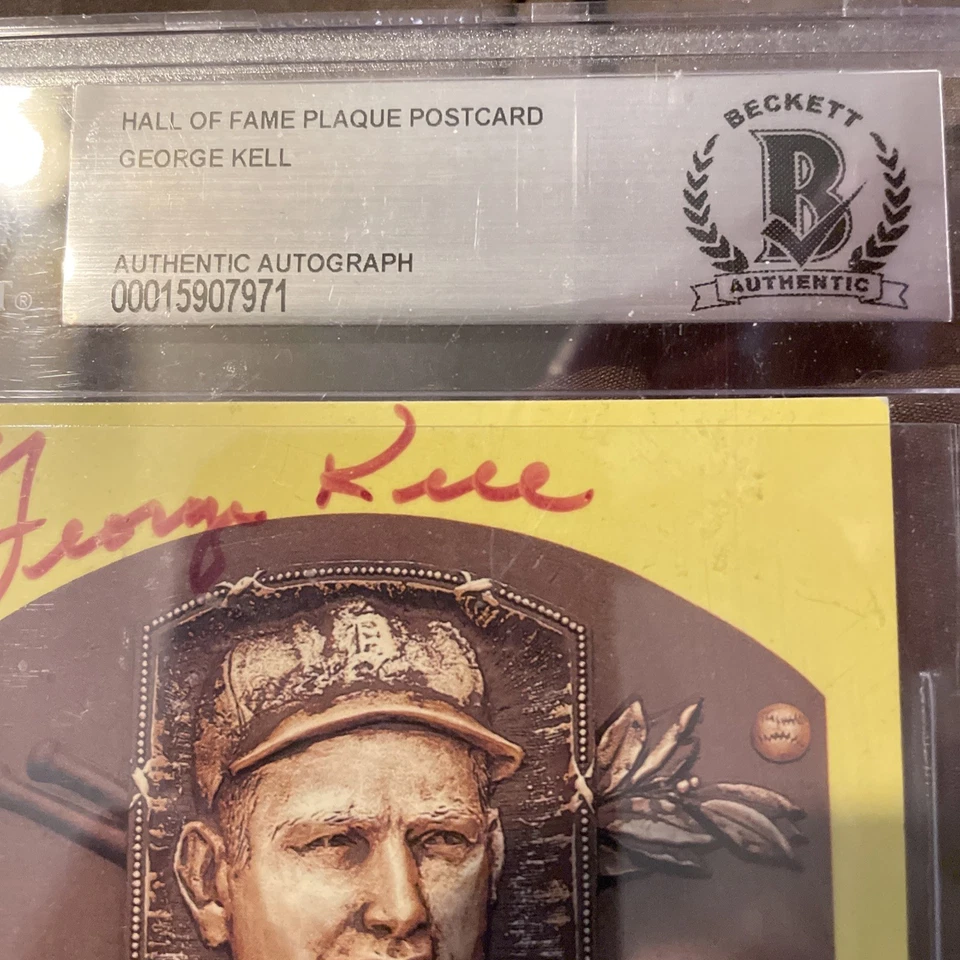 George Kell Autographed Hall of Fame Plaque Postcard Beckett Authenticated - Image 3 of 4