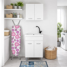 Mobile Lavatoio in Ceramica 60x60 pilozzo per lavanderia bianco