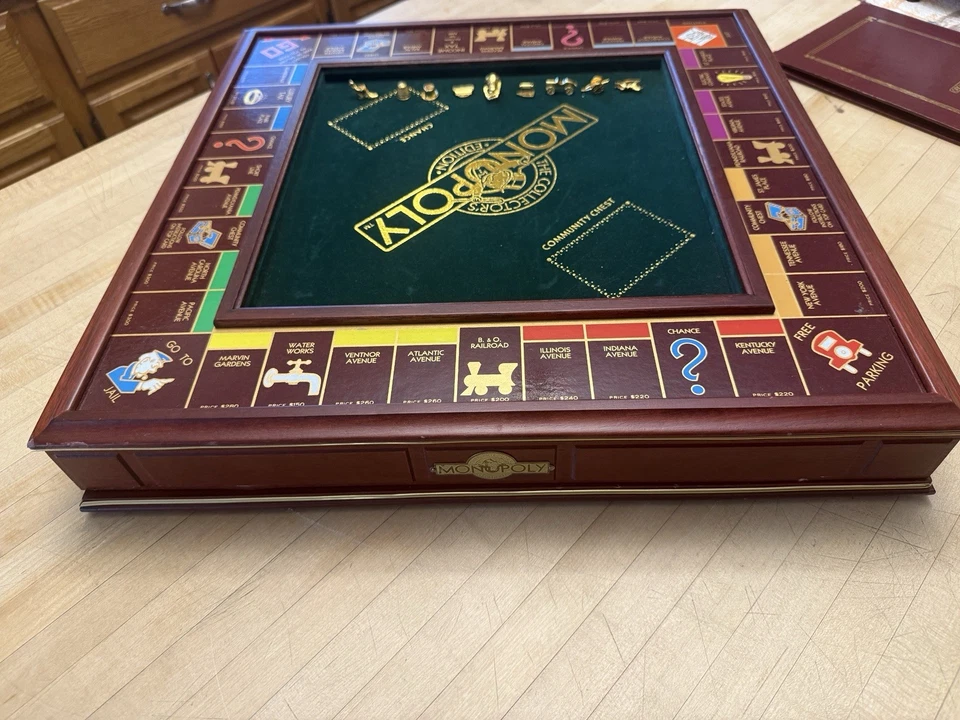 Juego de mesa de madera vintage 1991 Franklin Mint Monopoly edición coleccionista Foto 4 de 4
