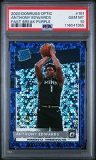 2020-21 Panini Donruss Optic Rated Rookie Anthony Edwards #151 Purple Fast Brea…