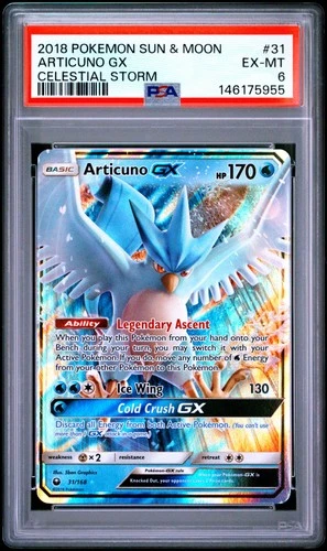 2018 POKEMON SUN & MOON CELESTIAL STORM #31 ARTICUNO GX PSA 6