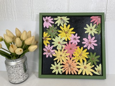 Original 3D canvas Textured Wall Art Floral Handmade 12X12'' fall colors NEW