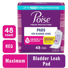 Incontinence Pads for Women, 5 Drop Maximum Absorbency, Regular Length, 48 Count