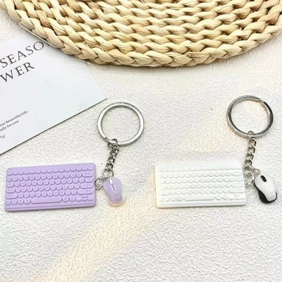 Creative Mini Keyboard Mouse Keychain Cute Simulation Key Ring Pendant