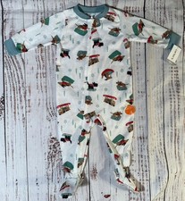 Carter's Baby Christmas Footed Sleeper Dogs Sledding Sz 12 Months NWT