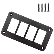 4 Way Rocker Switch Panel Housing Holder, 4 Gang Black Aluminium Mount Bracket