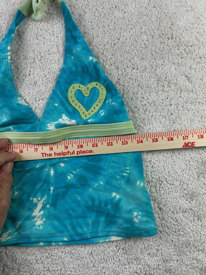 Xhilaration Tankini Top de Baño para Mujer XL Azul Verde Tie Dye Halter Corazón Traje de Baño Foto 2 de 4