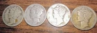 FOUR SILVER MERCURY DIMES -   1.49  SHIPPING.     Priced below melt value