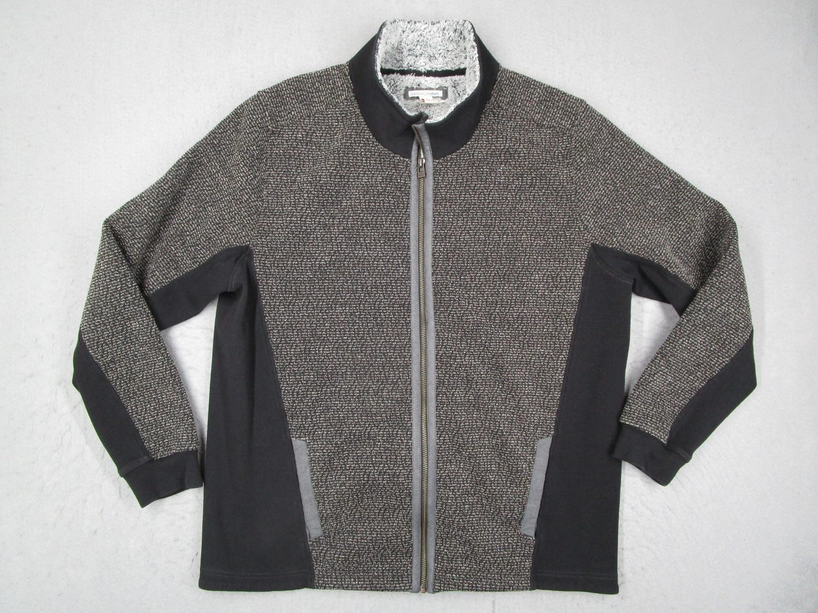 Carbon2cobalt Jacket Mens Large Gray Black Sherpa Lined Full Zip Knit Fleece