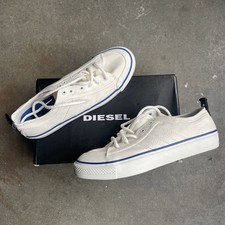 Diesel S-Astico Low Cut Men's Sneakers EU44 US 10.5 White Laced Almond Toe Logo