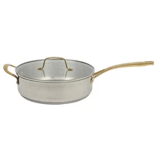 Martha Stewart 4-Quart Stainless Steel Saute Fry Pan with Lid
