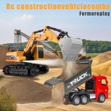 USA 3-in-1 Remote Control Construction Model Set RC Excavator Dump Truck for Kid