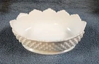Vintage Scalloped Edge Hobnail Milk Glass Candy Dish 8" Long x 6.25" Wide