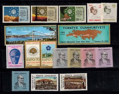 Türkei 1970 Mi. 2158-2174 Neu ** 80% Natur, Brücke, Atatürk, EXPO