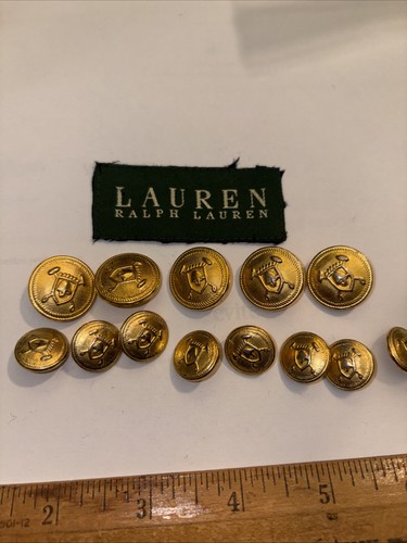 Ralph Lauren Brass USA Gold Blazer Lot 13 Replacement Buttons Set Suit shield