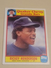 Rickey Henderson 1986 Topps Quaker Chewy Granola Bars Card # 25