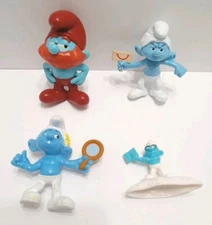 Smurfs Lot Of 4 Toys Cartoon Action Figures/ Figurines Retro 