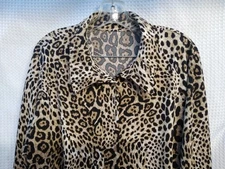 Chapter One Inc Women's Leopard Print Long Sleeve Button Down Shirt Sz 20W