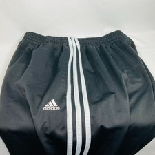 SEE VIDEO Adidas 3 Stripes Sweatpants Mens Medium Black Straight Warm Up Track