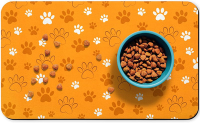 Dog Food Mat, Absorbent Water Bowl Mats Cat Pet Feeding Placemats Orange 12 * 20