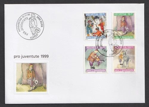 1999 Switzerland Pro Juventute Christmas Nicolo Clown FDC Geneva First Day Cover
