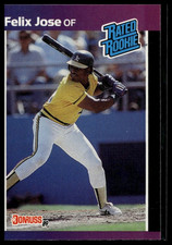 1989 Donruss Felix Jose #38 Oakland Athletics RC Rookie Card. rookie card picture
