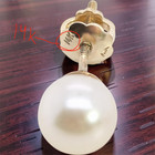 ESTATE 14K YELLOW GOLD 6.35mm WHITE AKOYA PEARL SCREW BACK STUD EARRINGS #8121 — photo 4