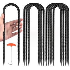 16 PCS 12 Inch Ground Stakes Heavy Duty 5/16 Inch Trampoline Anchors U