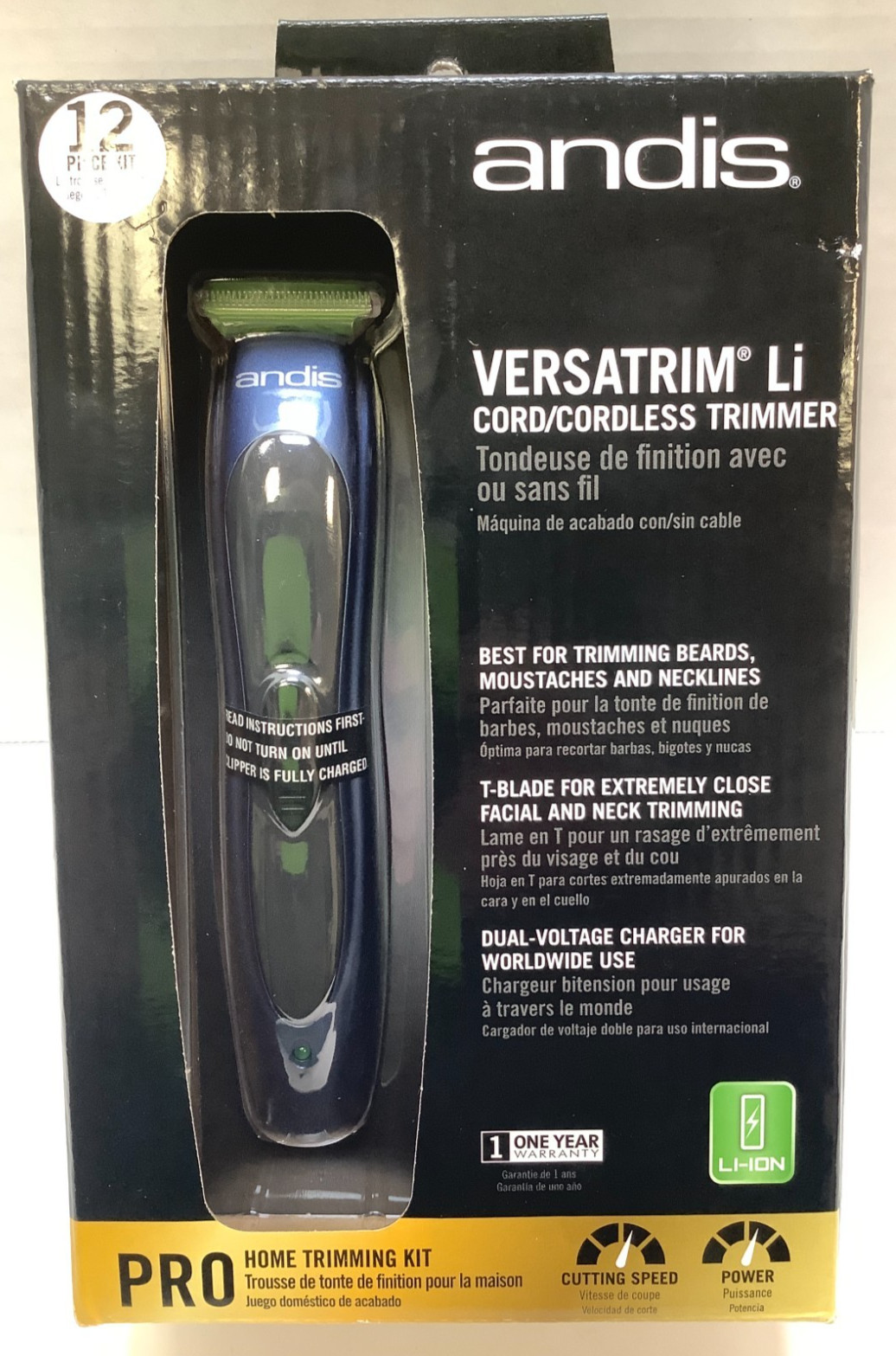 Andis Versatrim Li Cord/Cordless Trimmer, Pro Home Trimmer, 