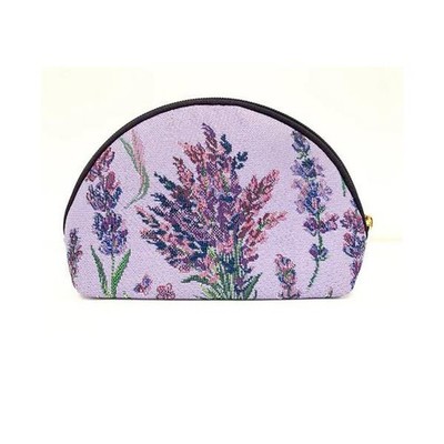 Lila Blumen Kosmetiktasche MakeUp Kulturbeutel Zip Beutel Lavendel Polyester Signare