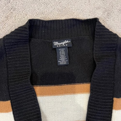 Wrangler Retro Striped Duster Cardigan L/XL Black Orange Tan Boho Western - Picture 3 of 8