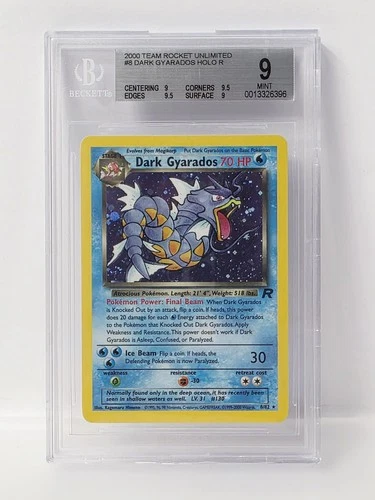 POKEMON ROCKET UNLIMITED DARK GYARADOS HOLO #8 BGS 9 VERY NICE!!!!!!