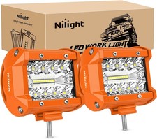 Nilight LED Light Bar 2PC 4Inch 60W Flood Spot Combo Triple Row Driving Lamp Roo
