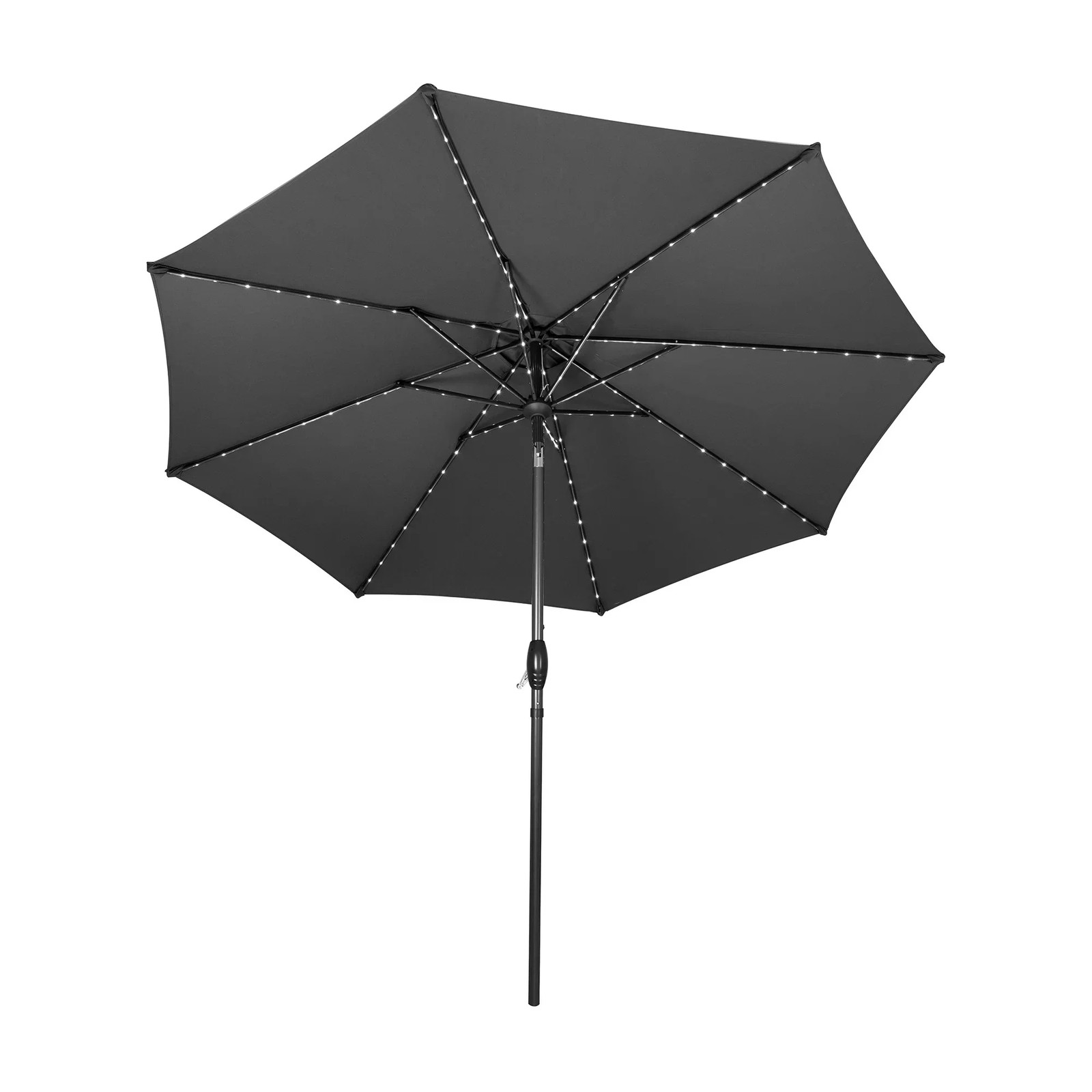 Grey 2.7m LED Tilt Parasol Umbrella Garden Sun Shade Canopy Patio
