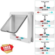 Cat Door 4-Way Lock Weatherproof Flap Interior Exterior L