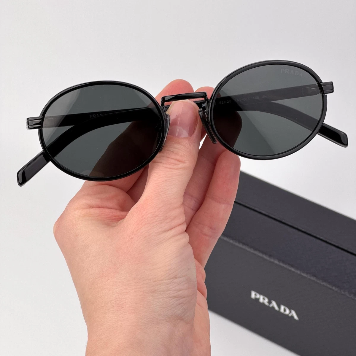 Prada Women Sunglasses Black Grey Oval PRB56S AAV08Z NEW AUTHENTIC PRADA Black Oval Sunglasses for Women for sale | eBay main image 2