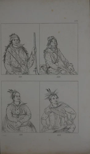 Antique 1840's Native American Engraving Art Creek and Choctaw Leaders History