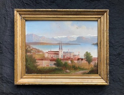 Altes Ölgemälde_LUZERN mit RIGI_sign. Hubert Sattler mit Pseudonym E. Grossen