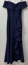 Betsy Adam Women's Navy Blue Off The Shoulder Gown Dress Size 6