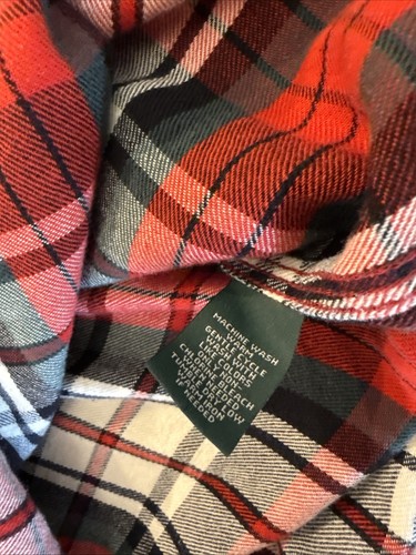 LRL Lauren Ralph Lauren Flannel Button Long Sleeve Shirt Women M Red Plaid - Picture 8 of 8
