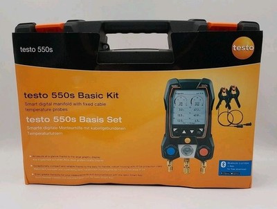 Testo 550S Basic Kit Smart Digital Manifold With Fixed Cable Temp Probes (C3-A2)