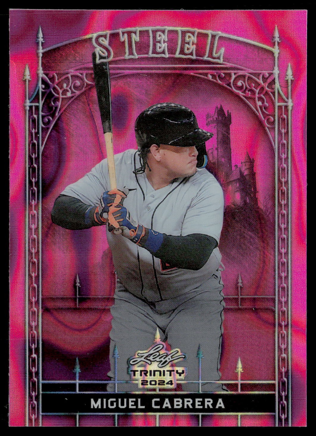 2024 Leaf Trinity Mega Box Miguel Cabrera Steel Stars and Dots Foil Pink #/25