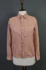 APC Pink 100% Cotton Floral Long Sleeve Top Button Up Shirt Size 36